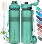 CodiCile Water Bottle, BPA Free 1l Water Bottle Leak Proof Drinks Bottle, Large Sports Bottle Great for Gym, School, Office and Travel (Dark Green)