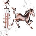 Nowpis Horse Wind Chimes for Outside, Decorative Wind Chimes with 4 Aluminum Tubes Hanging Bells, Memorial Windchimes Outdoors with S Hook for Patio Garden Decor, Unique Gift for Mom Grandma Housewarm