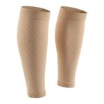 TOFLY® Calf Compression Sleeve for Men & Women, 1 Pair, Footless Compression Socks 20-30mmHg for Leg Support, Shin Splint, Pain Relief, Swelling, Varicose Veins, Maternity, Nursing, Short Beige XXL