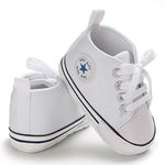 Baby Girls Boys Sneakers Toddler Shoes Canvas First Walking Shoes Newborn Anti-Slip Prewalker Sneakers for 0-6 Months White