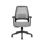 Amazon Brand - Solimo HIVE Fly Medium Back Ergonomic Office Chair – Swivel Desk Chair with Adjustable Lumbar Support, Upholstered Back, and Executive Design – Perfect for Home or Office–Grey