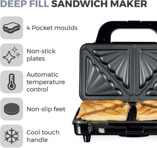 Tower Deep Fill Sandwich Maker – Non-Stick Plates, Easy Clean