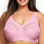 Glamorise Full Figure Plus Size MagicLift Moisture Control Bra Wirefree #1064 Pink Heather