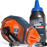 PRESCH Chalk line 30m incl. blue chalk (150 g) - Fast retraction thanks to 6:1 gearbox - Easy to wipe off for temporary markings - Robust line for precise marking