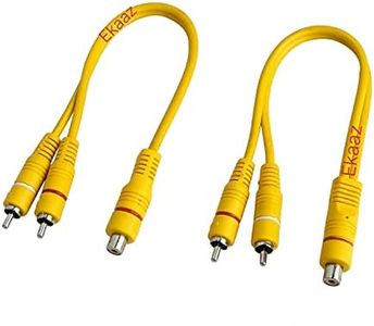 Ekaaz Rca Cable 1 Female To 2 Male Rca Speaker Splitter Dual Shielded Cable Y Splitter Connectors Extension Cord (Yellow) 2 Pics-Pack