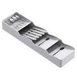 Lifewit Cutlery Drawer Organiser, Small Cutlery Tray for Kitchen, Plastic Narrow Utensil Silverware Holder for Spoons, Forks and Knives, Flatware Storage Organization, Grey