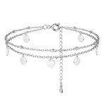 ORAZIO 925 Sterling Silver Ankle Bracelet Multilayer Anklets for Women Heart Round Ball Zircon Multiple Styles Anklets Adjustable Chain Summer Beach Foot Jewelry 7