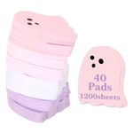 JarThenaAMCS 1200Pcs Halloween Sticky Notes Pink Purple White Ghost Shaped Self Adhesive Notepads Removable Memo Pads for Home Office Classroom Supplies