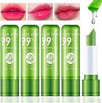 5 Pieces Aloe Vera Lipstick,Long Lasting Moisturizing Lip Balm,Nourishing Lip stick,Lipstick,Lip Balm,Magic Temp Color Change,Waterproof Lip Gloss Matte Makeup