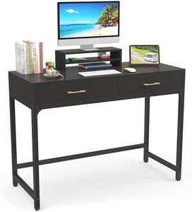 WESTREE Computer Gaming Desk Office - Study Writing Desk with Drawer for Teen, Bedroom Makeup Desk Home Office with Storage Shelf, Height Monitor Stand