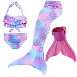 Mermaid Tail Swimsuit with Monofin Girls Boys Swimwear Bikini Set