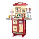 Kids Kitchen Playset for Toddlers Girls, Toy Kitchen Sets Pretend Play Food Toys for Kids Girls Ages 3 4 5 6, Kitchen Accessories Set Play Kitchen Playset with Light Sound Spray, Girls