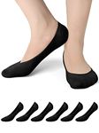 Women Low Socks - 6 Pairs No Show Socks for Women,Non Slip Invisible Socks Ladies Trainer Sneaker Socks Cotton Low Cut Ankle Socks for Loafer Boat Shoes UK Size 5.5 to 8 (Black Invisible)