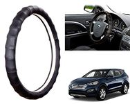 WolkomHome Ring Type Car Steering Wheel Cover (Finger Grip Black) for Hyundai Santa Fe