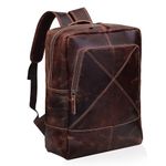 Vintage Leather Backpack For Men 16" Laptop Bag Large Capacity Business Travel Hiking Shoulder Daypacks Business Office Brown, Brown, 16"(H) x 5.5"(W) x 12"(L), Laptop Backpack 3