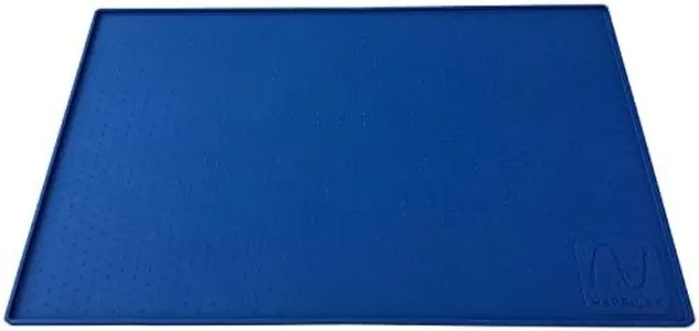 Happilax Premium Silicone Bowl Mat for Food and Water Bowls, 48x30 cms Blue Color | Anti Slip Silicone Food Mat for Dogs and Cats