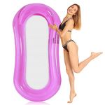 WenYa Inflatable Floating Bed, 155×72 cm Water Hammock Pool Lounger Rafts with Bottom Mesh, Water Floating Hammock Adult Summer Outdoor Swimming for Swimming Pool Water Sports (Purple)