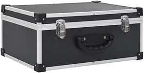 'vidaXL Aluminium Trimmed CD Case - Black, Wood & ABS Material, Storage for 60 CDs, Lockable CD Box with Detachable Panels