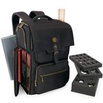 ENHANCE DnD Backpack - RPG DM Bag for Dungeons and Dragons - Travel DnD Bag Organizer fits 6-8 Books Upright, 18" Laptop/DM Screen Slot, Miniature Storage Foam Trays, Accessories Pockets, Map Strap