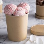 VIK® 750 ML Round Disposable Containers Box With Lids (Pack of 25), Biodegradable kraft Paper food storage Disposal Bowl, Take Away Box, Kitchen, Parties, Delivery, Packaging, Cover, Brown