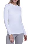 TCA Womens Thermal Tops Long Sleeve Compression Shirt Base Layer Women Sports Running Gym Skiing Top - Cloud White, M