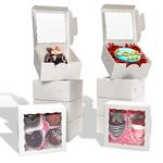 RomanticBaking 100 Pack Bakery Boxes 4x4x2 Inches Cookies Boxes Mini Cake Boxes Pie Boxes Cinnamon Roll Treat Boxes Chocolate Truffle Boxes Party Wedding Favor