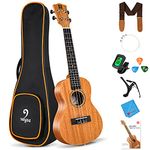 Ukulele Concert Mahogany 23 inch Ukelele Bundle for Beginners Adults Professional Four String Ukulele Wooden Hawaiian Starter Uke Kit, by Vangoa