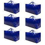 VENO 6 Pack Heavy Duty Oversized Storage Bag for Moving, College Dorm, Traveling, Camping, Christmas Decorations, Packing Supplies, Organizer Tote, Reusable and Sustainable (Blue, 6 Pack)