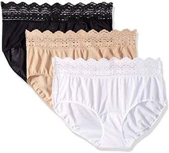 Olga Women's Secret Hugs 3 Pack Hipster Panty, Black/French Toast/White, XX-Large