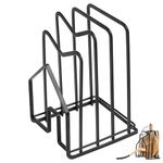 Chopping Board Holder Rack, Chopping Board Stand, Cutting Board Rack Holder, Pot Lid Holder Pan Lid Rack for Kitchen Countertop Cookware Lids Pots and Pans Organiser Holder Stand, Black