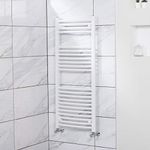 Warmehaus Contemporary Curved Heated Bathroom Towel Rail Radiator Rad 1200 x 500 - White