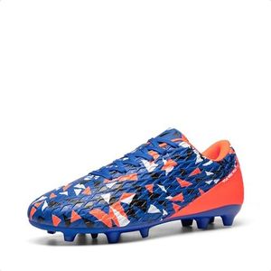 DREAM PAIRS Men's Soccer Cleats Adult Football Shoes Lace-Up Firm Groud Athletic Outdoor Trainning Soccer Shoes,Size 13,Orange/Royal Blue,SDSO26001M