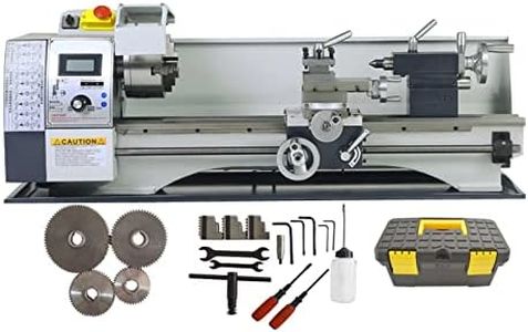 INTBUYING Metal Lathe 8"X24" Benchtop Mini Lathe Machine Precision Hobby DIY Metalworking Lathe Horizontal Industrial Wood Table Lathe 1100W Brushless Motor 50-2500RPM Metric Thread WM210V 110V