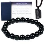 Mos kevin 2Piece Obsidian Healing Crystal Yoga Bracelet, Black Tourmaline Original Pendant Tourmaline, self-confidence and courage to Enhance your style and happiness.