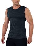 MAGCOMSEN Mens Activewear Workout Tank Tops Muscle Athletic Sleeveless Shirts Fitness Gym Bodybuilding Running Tees Black
