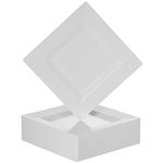 BloominGoods Plastic Disposable Square Dessert Plates | 50-Pack 6.5 inches White Appetizer/Salad Square Plates | Ideal for Weddings, Parties, Catering | Heavy Duty & Non Toxic