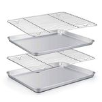 TeamFar Baking Sheet with Rack Set (2 Pans + 2 Racks), Stainless Steel Baking Pan Cookie Sheet with Cooling Rack, Non Toxic & Healthy, Easy Clean & Dishwasher Safe - 4 Pack