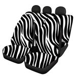 TOADDMOS Black White Zebra Animal Print Car Seat Covers Full Set,Soft Comfortable Front Seat Covers and Split Bench Cover Kit,Auto Interior Accessories Decor Universal Fit for Vehicles