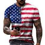 Men's Short Sleeve Patriotic American Design with Eagle and Flag Premium T-Shirt, Tsm00876bd, 3XL