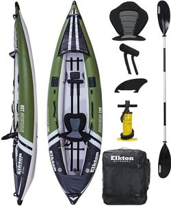 Elkton Outdoors Steelhead Inflatable Fishing Kayak - One-Person Angler Blow Up Kayak, Includes Paddle, Seat, Hard Mounting Points, Bungee Storage, Rigid Dropstitch Floor and Spray Guard