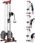 GarveeLife Wall Mount Lat Tower, Lat Pulldown & Row Machine, 20-Position Cable Crossover, Total Body Training, Red