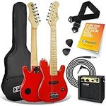 3rd Avenue 1/4 Size Kids Electric Guitar Pack for Junior Beginners - 6 Months FREE Lessons, 5W Portable Amp, Cable, Bag, Picks and Strap - Red