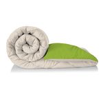 bien LIVING Plush Reversible Microfiber Comforter Double Bed|220 GSM|Blanket, Quilt, Duvet, 110 GSM Peached Extra Soft Microfiber Fabric, All Weather (90 X 100 Inches), (Olive Green + Egg Nog)