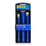 S&R Cold Chisel Set - 3-Piece Flat Chisel Set (16x170mm, 12x150mm, 10x140mm) - Heavy-Duty Chromium Vanadium Steel