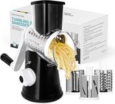 X Home Rotary Cheese Grater, Manual Cheese Grater with Handle, Mandoline Vegetables Slicer Cheese Shredder with Strong Suction Base, 3 Drum Blades Cheese Shredder Included, Black