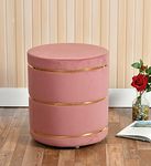 ShadowKart Pouffes Sitting Stool For Living Room, Wooden Mudda Ottoman Stools, Pouffe Footstool, Pouf For Office Home Decoration & Dressing Table, 16X16X18 Inch (Gajri), Pink