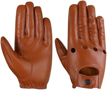 Men's Classic style quality Soft Lambskin Leather Driving & Fashion Gloves, Cognac Brown, Large