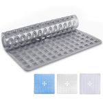 MOONLIGHT20015 Shower Bath Mat Non Slip Anti Mould & Mildew with Strong Suction Cups Grip and Drain Holes Soft Rubber Shower Mats - PVC Bathroom Mat Machine Washable (53x53cm, Grey)