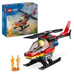 LEGO City Fire Rescue Helicopter Toy for 5 Plus Year Old Boys & Girls, Vehicle Building Set with Firefighter Pilot Minifigure, Imaginative Play Gift for Kids 60411