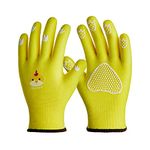 COOLJOB Kids Gardening Gloves for Age 2-4, Grippy Garden Work Gloves for Toddler Children, Cute Chicken Pattern, One Pair, Yellow, Small Size (1 Pair S)